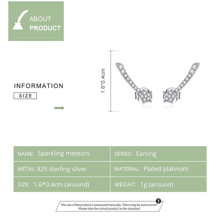 Victoria's Vogue Silver Star Earring 100% 925 Sterling Silver Sparkling meteors Earrings Gift for Girl Statement Fashion Jewelry Victoria's Vogue Silver Star Earring 100% 925 Sterling Silver Sparkling meteors Earrings Gift for Girl Statement Fashion Jewelry
