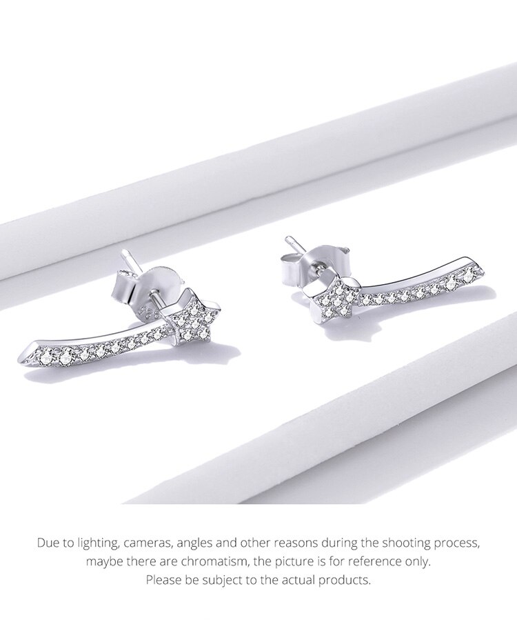 Victoria's Vogue Silver Star Earring 100% 925 Sterling Silver Sparkling meteors Earrings Gift for Girl Statement Fashion Jewelry Victoria's Vogue Silver Star Earring 100% 925 Sterling Silver Sparkling meteors Earrings Gift for Girl Statement Fashion Jewelry