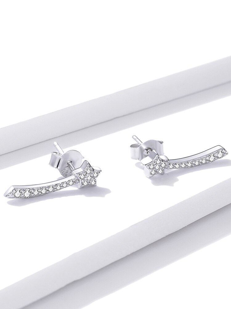 Victoria's Vogue Silver Star Earring 100% 925 Sterling Silver Sparkling meteors Earrings Gift for Girl Statement Fashion Jewelry Victoria's Vogue Silver Star Earring 100% 925 Sterling Silver Sparkling meteors Earrings Gift for Girl Statement Fashion Jewelry
