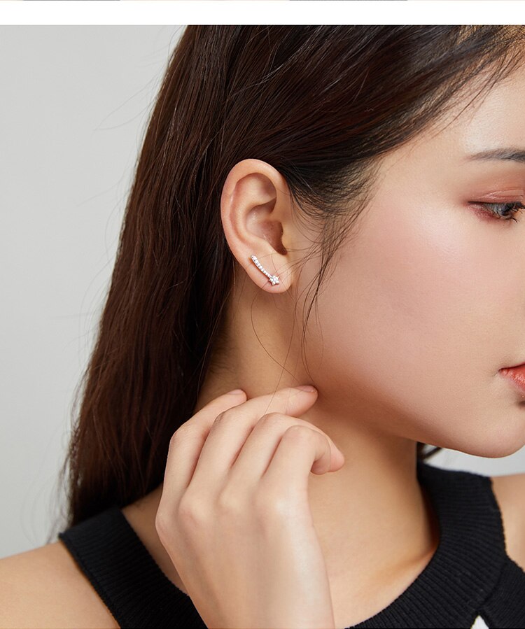 Victoria's Vogue Silver Star Earring 100% 925 Sterling Silver Sparkling meteors Earrings Gift for Girl Statement Fashion Jewelry Victoria's Vogue Silver Star Earring 100% 925 Sterling Silver Sparkling meteors Earrings Gift for Girl Statement Fashion Jewelry