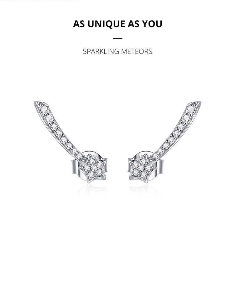 Victoria's Vogue Silver Star Earring 100% 925 Sterling Silver Sparkling meteors Earrings Gift for Girl Statement Fashion Jewelry Victoria's Vogue Silver Star Earring 100% 925 Sterling Silver Sparkling meteors Earrings Gift for Girl Statement Fashion Jewelry