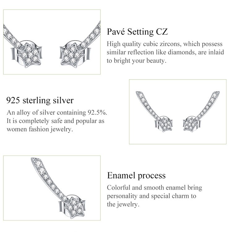 Victoria's Vogue Silver Star Earring 100% 925 Sterling Silver Sparkling meteors Earrings Gift for Girl Statement Fashion Jewelry Victoria's Vogue Silver Star Earring 100% 925 Sterling Silver Sparkling meteors Earrings Gift for Girl Statement Fashion Jewelry