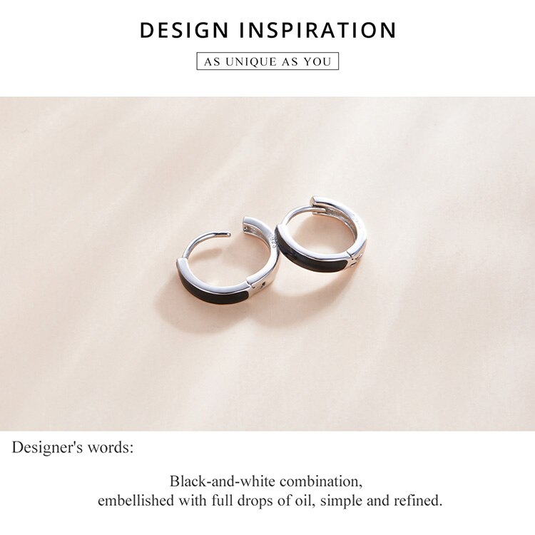Victoria's Vogue 1 Pair Silver Black Hoop Earrings for Women 100% 925 Sterling Silver Enamel Drop Oil Earring Party Jewelry Victoria's Vogue 1 Pair Silver Black Hoop Earrings for Women 100% 925 Sterling Silver Enamel Drop Oil Earring Party Jewelry