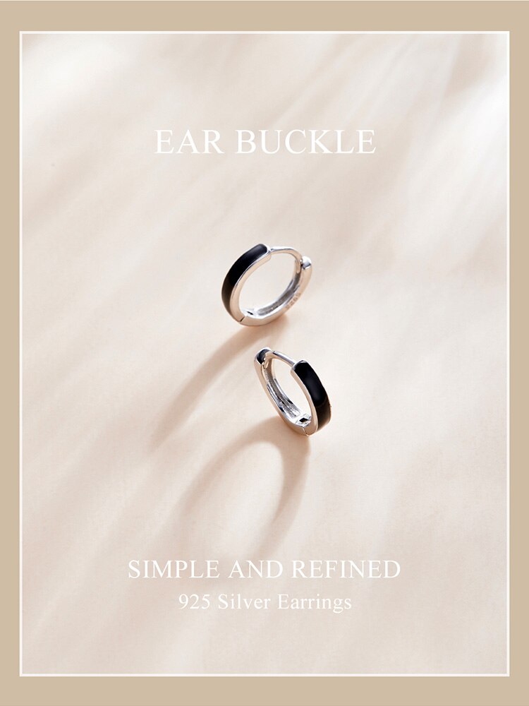 Victoria's Vogue 1 Pair Silver Black Hoop Earrings for Women 100% 925 Sterling Silver Enamel Drop Oil Earring Party Jewelry Victoria's Vogue 1 Pair Silver Black Hoop Earrings for Women 100% 925 Sterling Silver Enamel Drop Oil Earring Party Jewelry