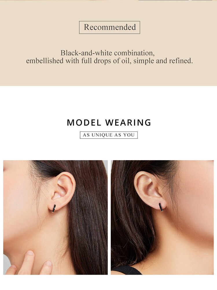 Victoria's Vogue 1 Pair Silver Black Hoop Earrings for Women 100% 925 Sterling Silver Enamel Drop Oil Earring Party Jewelry Victoria's Vogue 1 Pair Silver Black Hoop Earrings for Women 100% 925 Sterling Silver Enamel Drop Oil Earring Party Jewelry