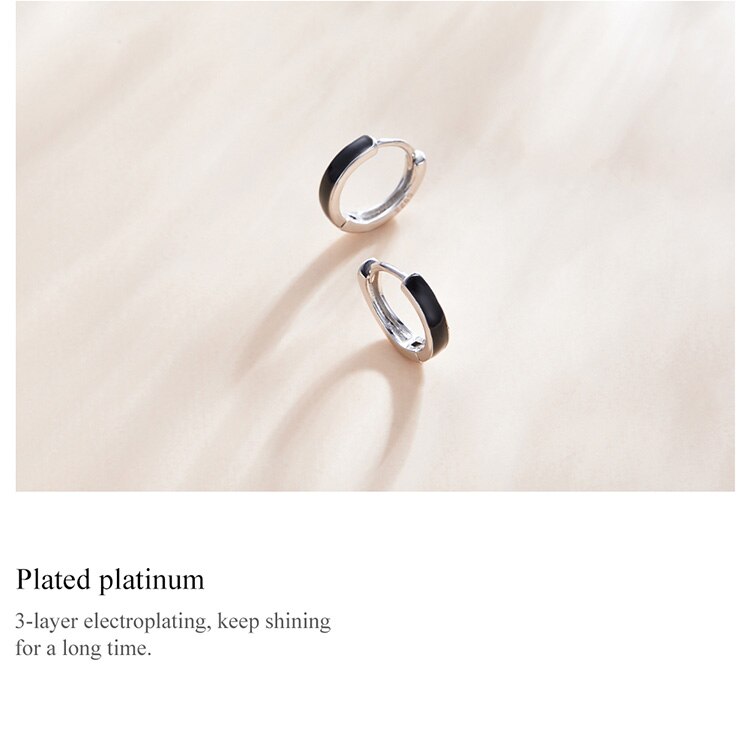 Victoria's Vogue 1 Pair Silver Black Hoop Earrings for Women 100% 925 Sterling Silver Enamel Drop Oil Earring Party Jewelry Victoria's Vogue 1 Pair Silver Black Hoop Earrings for Women 100% 925 Sterling Silver Enamel Drop Oil Earring Party Jewelry