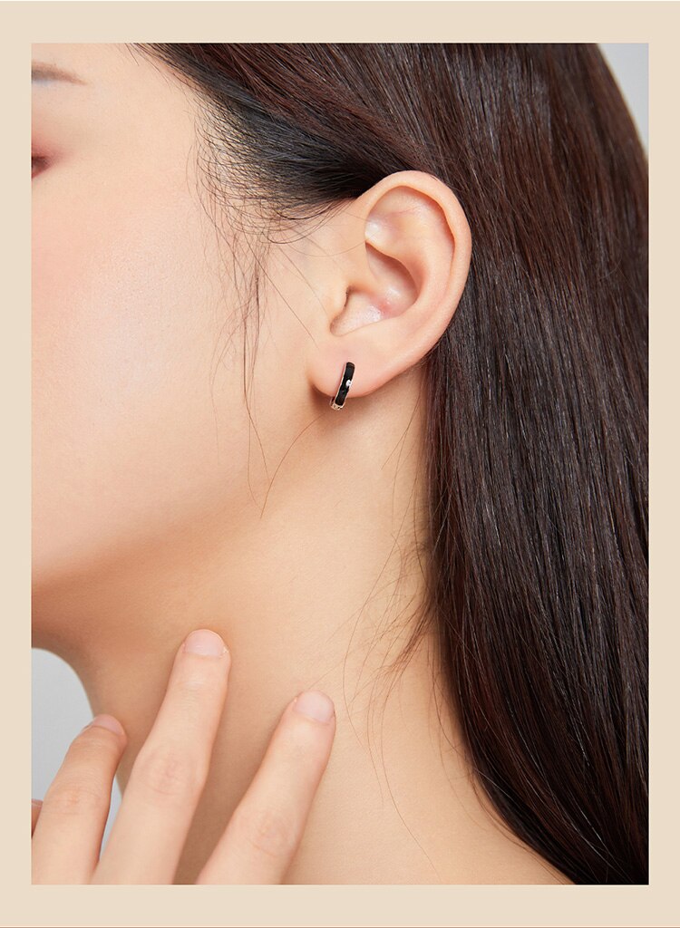 Victoria's Vogue 1 Pair Silver Black Hoop Earrings for Women 100% 925 Sterling Silver Enamel Drop Oil Earring Party Jewelry Victoria's Vogue 1 Pair Silver Black Hoop Earrings for Women 100% 925 Sterling Silver Enamel Drop Oil Earring Party Jewelry