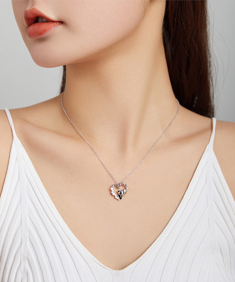 Victoria's Vogue Baby Panda Necklace 100% 925 Sterling Silver Zircon Enamel Cute Animal Charm Chain Link for Women Gift Jewelry