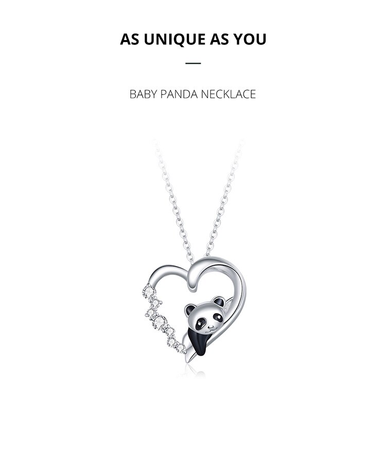 Victoria's Vogue Baby Panda Necklace 100% 925 Sterling Silver Zircon Enamel Cute Animal Charm Chain Link for Women Gift Jewelry