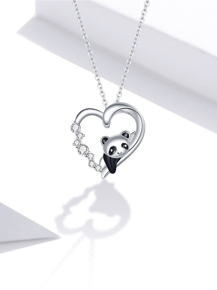 Victoria's Vogue Baby Panda Necklace 100% 925 Sterling Silver Zircon Enamel Cute Animal Charm Chain Link for Women Gift Jewelry