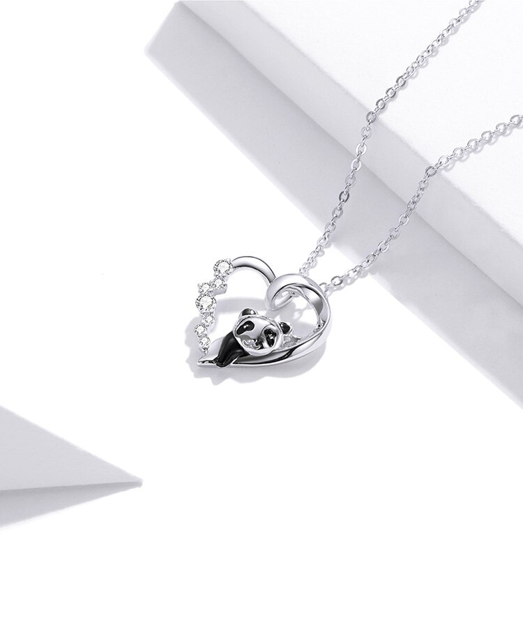 Victoria's Vogue Baby Panda Necklace 100% 925 Sterling Silver Zircon Enamel Cute Animal Charm Chain Link for Women Gift Jewelry