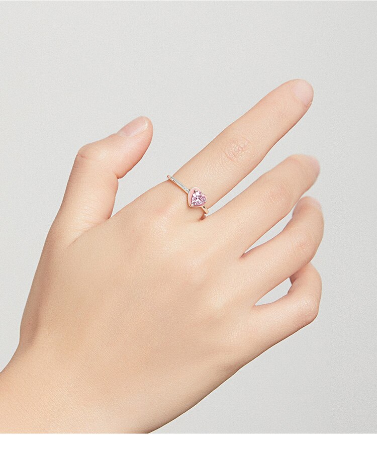Victoria's Vogue Heart Sunny Open Ring 100% 925 Sterling Silver Adjustable Pink Love Finger Ring for Girl Fashion Party Jewelry Victoria's Vogue Heart Sunny Open Ring 100% 925 Sterling Silver Adjustable Pink Love Finger Ring for Girl Fashion Party Jewelry