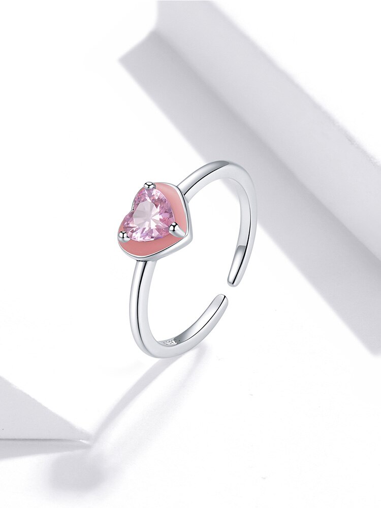 Victoria's Vogue Heart Sunny Open Ring 100% 925 Sterling Silver Adjustable Pink Love Finger Ring for Girl Fashion Party Jewelry Victoria's Vogue Heart Sunny Open Ring 100% 925 Sterling Silver Adjustable Pink Love Finger Ring for Girl Fashion Party Jewelry