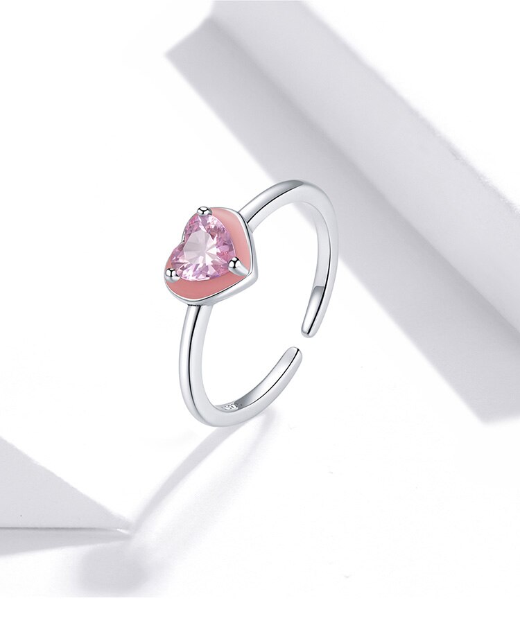 Victoria's Vogue Heart Sunny Open Ring 100% 925 Sterling Silver Adjustable Pink Love Finger Ring for Girl Fashion Party Jewelry Victoria's Vogue Heart Sunny Open Ring 100% 925 Sterling Silver Adjustable Pink Love Finger Ring for Girl Fashion Party Jewelry