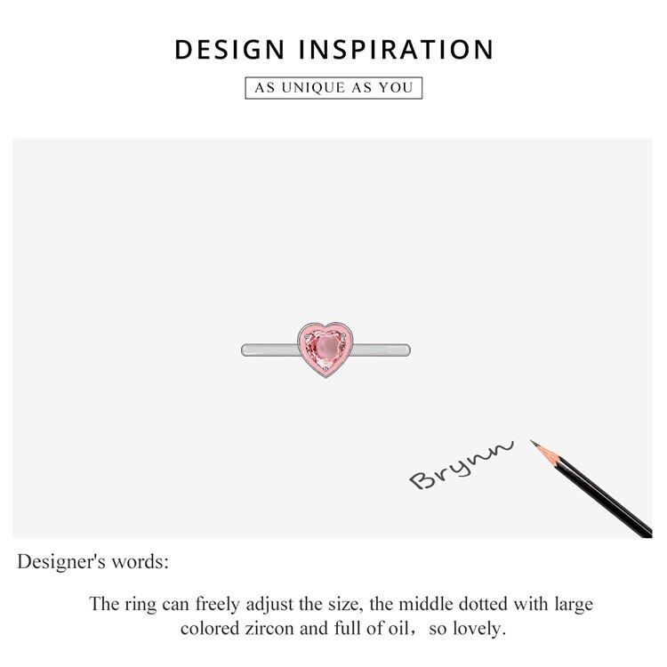 Victoria's Vogue Heart Sunny Open Ring 100% 925 Sterling Silver Adjustable Pink Love Finger Ring for Girl Fashion Party Jewelry Victoria's Vogue Heart Sunny Open Ring 100% 925 Sterling Silver Adjustable Pink Love Finger Ring for Girl Fashion Party Jewelry