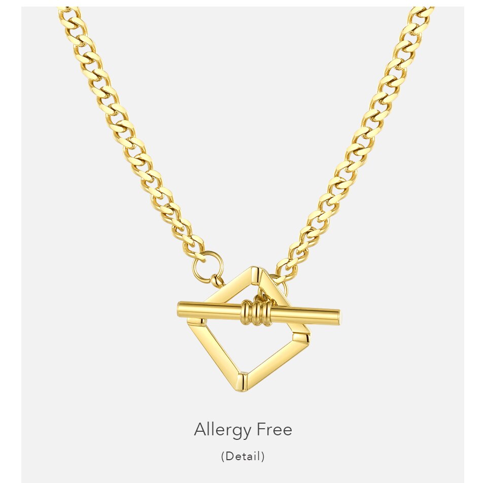 Victoria's Vogue Hollow Square Bar Interlock Pendant Necklaces Stainless Steel Gold Color Choker Necklace Women Fashion Jewelry