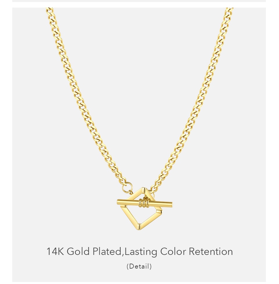 Victoria's Vogue Hollow Square Bar Interlock Pendant Necklaces Stainless Steel Gold Color Choker Necklace Women Fashion Jewelry