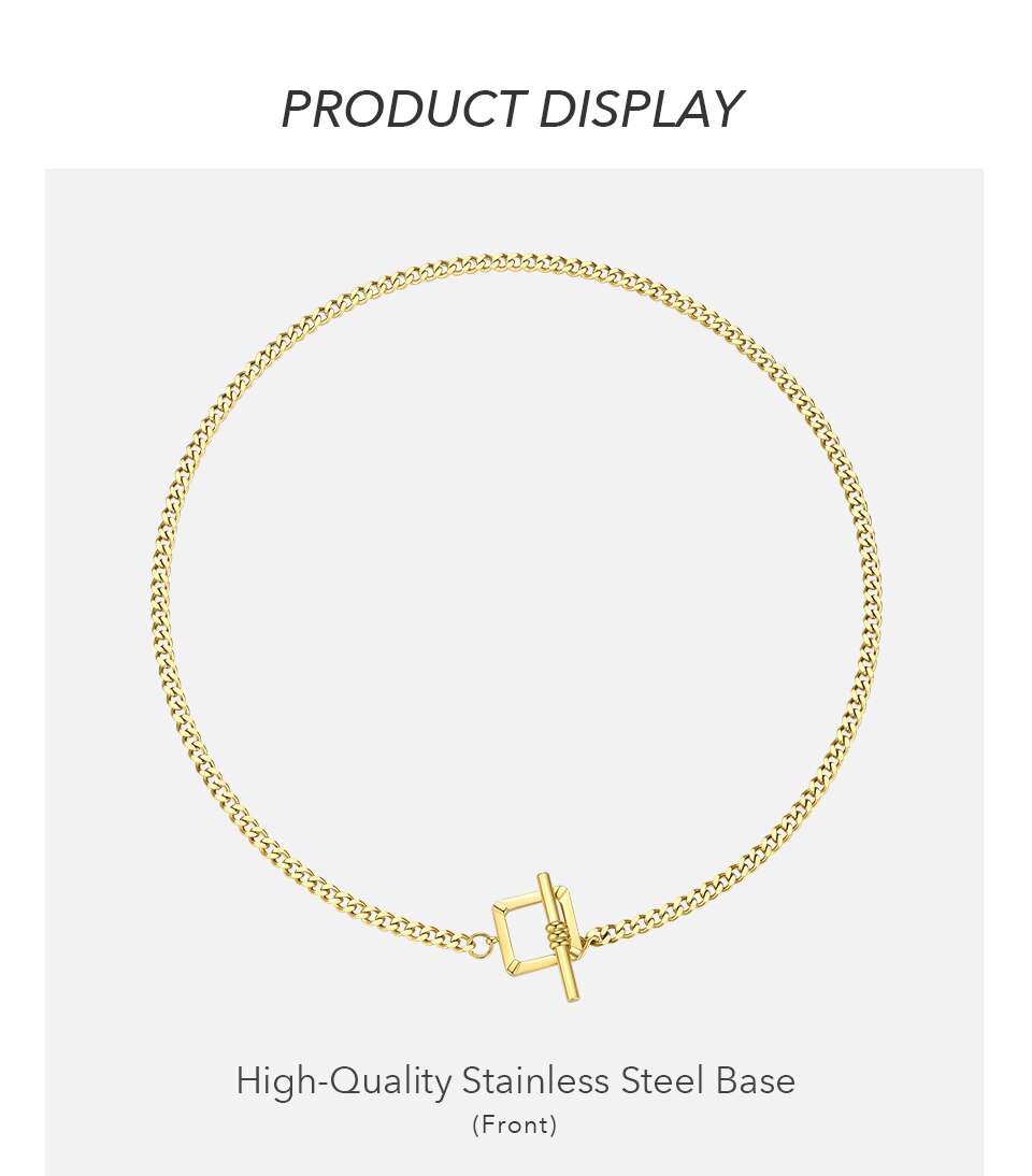 Victoria's Vogue Hollow Square Bar Interlock Pendant Necklaces Stainless Steel Gold Color Choker Necklace Women Fashion Jewelry