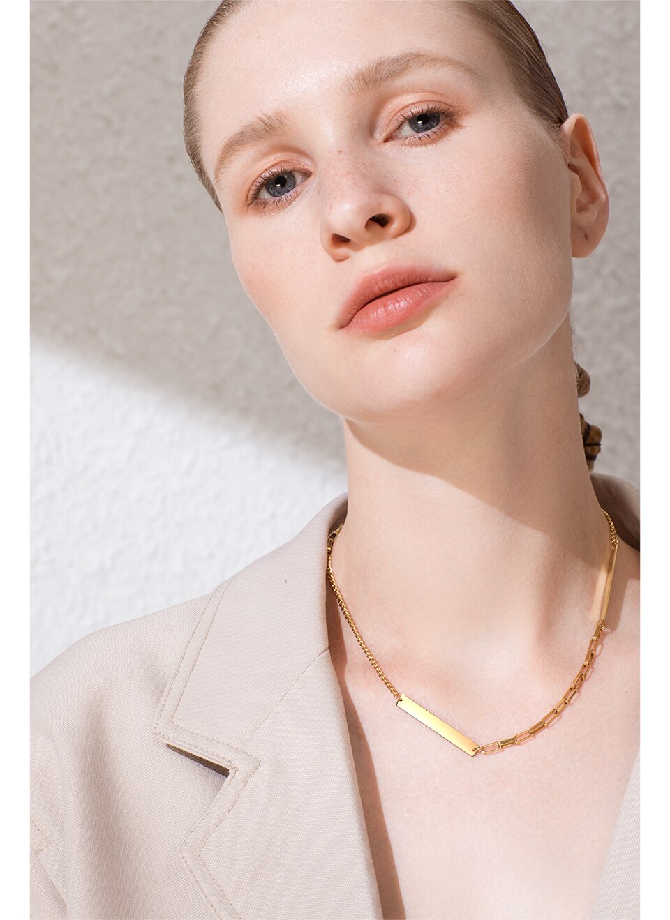 Victoria's Vogue Double Flat Bar Choker Necklace Women Stainless Steel Gold Color Pendant Necklace Femme Fashion Jewelry Gifts