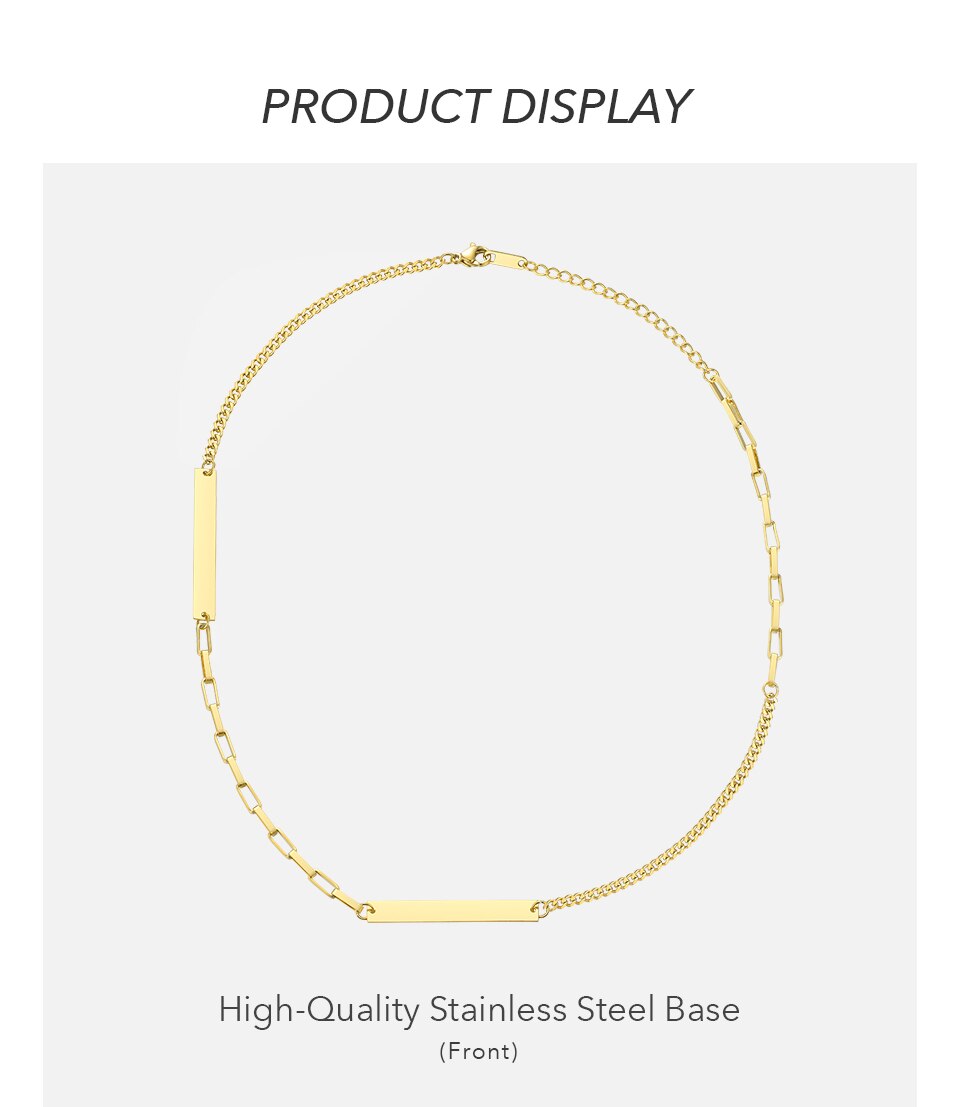 Victoria's Vogue Double Flat Bar Choker Necklace Women Stainless Steel Gold Color Pendant Necklace Femme Fashion Jewelry Gifts