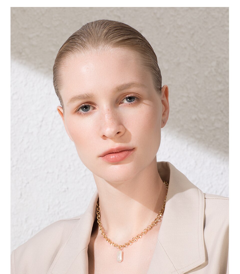 Victoria's Vogue Boho Conch Chain Necklace Women Gold Color Statement Natural Mother Of Pearl Necklaces Stainless Steel Jewelry