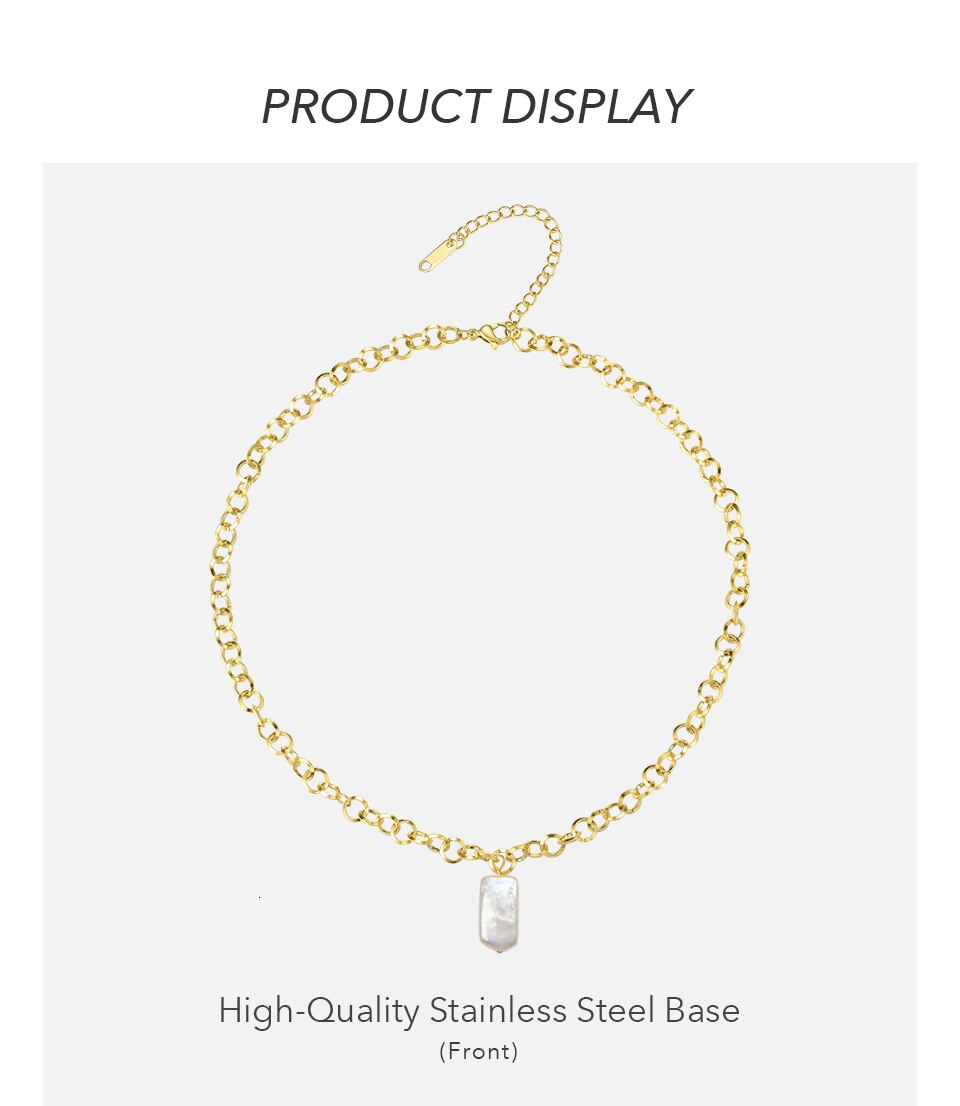 Victoria's Vogue Boho Conch Chain Necklace Women Gold Color Statement Natural Mother Of Pearl Necklaces Stainless Steel Jewelry