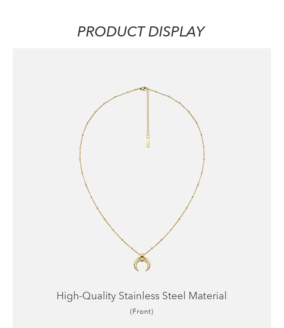 Victoria's Vogue Moon Necklace Women Gold Color Long Chain Statement Men Necklaces Stainless Steel Boho Jewelry 2020 Naszyjnik