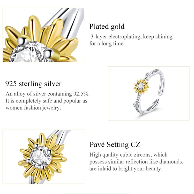 Victoria's Vogue Silver Daisy Ring 100% 925 Sterling Silver Shiny Flower Adjustable Rings for Girl Women Statement Fine jewelry Victoria's Vogue Silver Daisy Ring 100% 925 Sterling Silver Shiny Flower Adjustable Rings for Girl Women Statement Fine jewelry