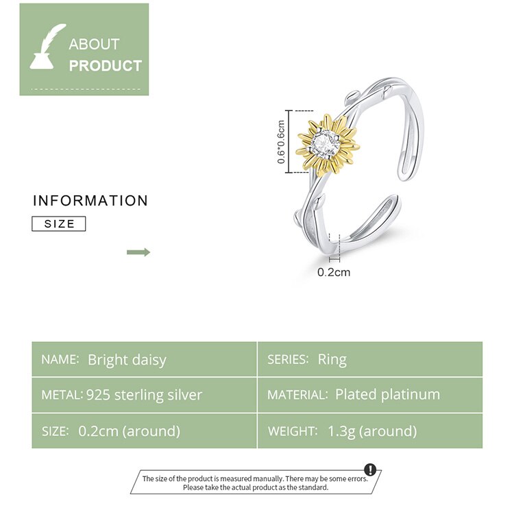 Victoria's Vogue Silver Daisy Ring 100% 925 Sterling Silver Shiny Flower Adjustable Rings for Girl Women Statement Fine jewelry Victoria's Vogue Silver Daisy Ring 100% 925 Sterling Silver Shiny Flower Adjustable Rings for Girl Women Statement Fine jewelry