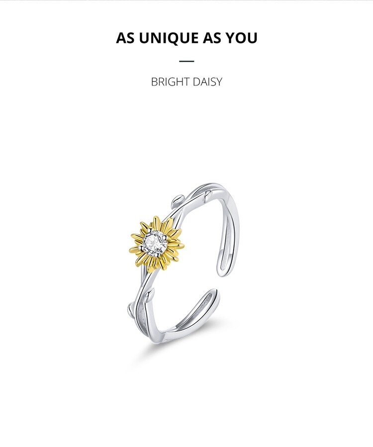 Victoria's Vogue Silver Daisy Ring 100% 925 Sterling Silver Shiny Flower Adjustable Rings for Girl Women Statement Fine jewelry Victoria's Vogue Silver Daisy Ring 100% 925 Sterling Silver Shiny Flower Adjustable Rings for Girl Women Statement Fine jewelry