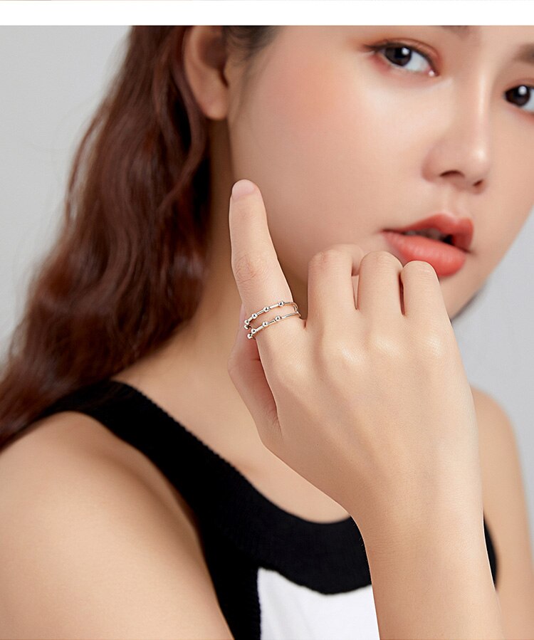 Victoria's Vogue Silver Bean Bead Ring 100% 925 Sterling Silver Simple Adjustable Rings Gift for Girl Women Wedding Fine Jewelry Victoria's Vogue Silver Bean Bead Ring 100% 925 Sterling Silver Simple Adjustable Rings Gift for Girl Women Wedding Fine Jewelry