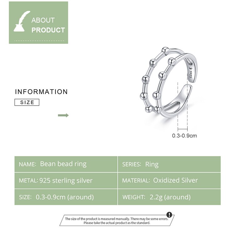 Victoria's Vogue Silver Bean Bead Ring 100% 925 Sterling Silver Simple Adjustable Rings Gift for Girl Women Wedding Fine Jewelry Victoria's Vogue Silver Bean Bead Ring 100% 925 Sterling Silver Simple Adjustable Rings Gift for Girl Women Wedding Fine Jewelry
