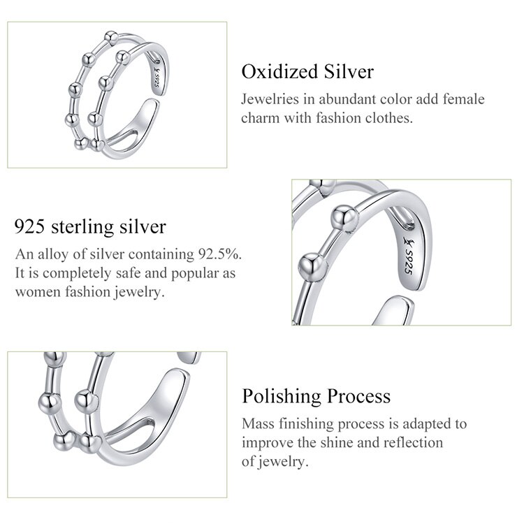 Victoria's Vogue Silver Bean Bead Ring 100% 925 Sterling Silver Simple Adjustable Rings Gift for Girl Women Wedding Fine Jewelry Victoria's Vogue Silver Bean Bead Ring 100% 925 Sterling Silver Simple Adjustable Rings Gift for Girl Women Wedding Fine Jewelry