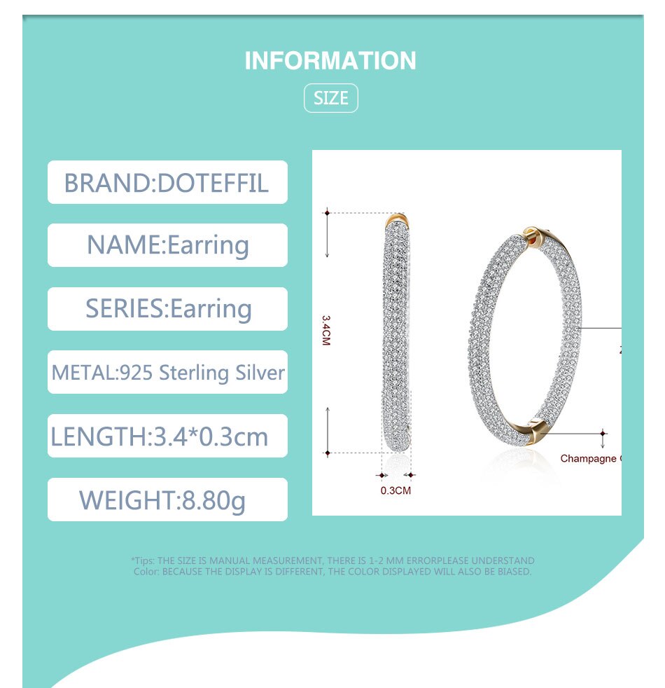 Victoria's Vogue 925 Sterling Silver Big Circle Hoop 18K Gold AAA Zircon Earrings For Women Gift Fashion Charm Party Wedding Jewelry