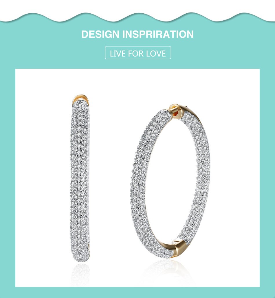 Victoria's Vogue 925 Sterling Silver Big Circle Hoop 18K Gold AAA Zircon Earrings For Women Gift Fashion Charm Party Wedding Jewelry