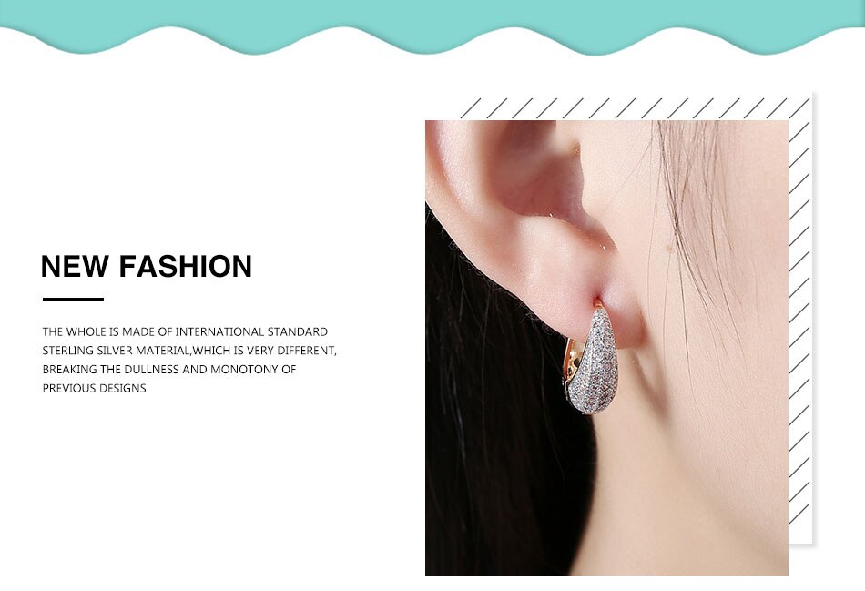 Victoria's Vogue 925 Sterling Silver/18K Gold/Rose Gold AAA Zircon Hollow Out Earrings Women Gift Fashion Charm Party Wedding Jewelry