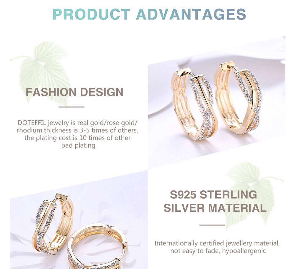 Victoria's Vogue 925 Sterling Silver 18K Gold AAA Zircon Bar Earrings For Women Jewelry Fashion Wedding Engagement Party Gift