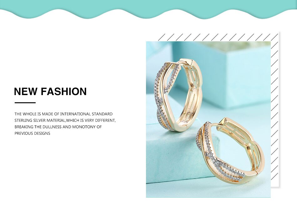 Victoria's Vogue 925 Sterling Silver 18K Gold AAA Zircon Bar Earrings For Women Jewelry Fashion Wedding Engagement Party Gift