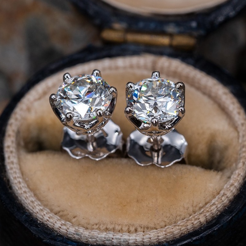 Victoria's Vogue Real 0.5-1 Carat D Color Moissanite Stud Earrings For Women Top Quality 100% 925 Sterling Silver Sparkling Wedding Jewelry Victoria's Vogue Real 0.5-1 Carat D Color Moissanite Stud Earrings For Women Top Quality 100% 925 Sterling Silver Sparkling Wedding Jewelry