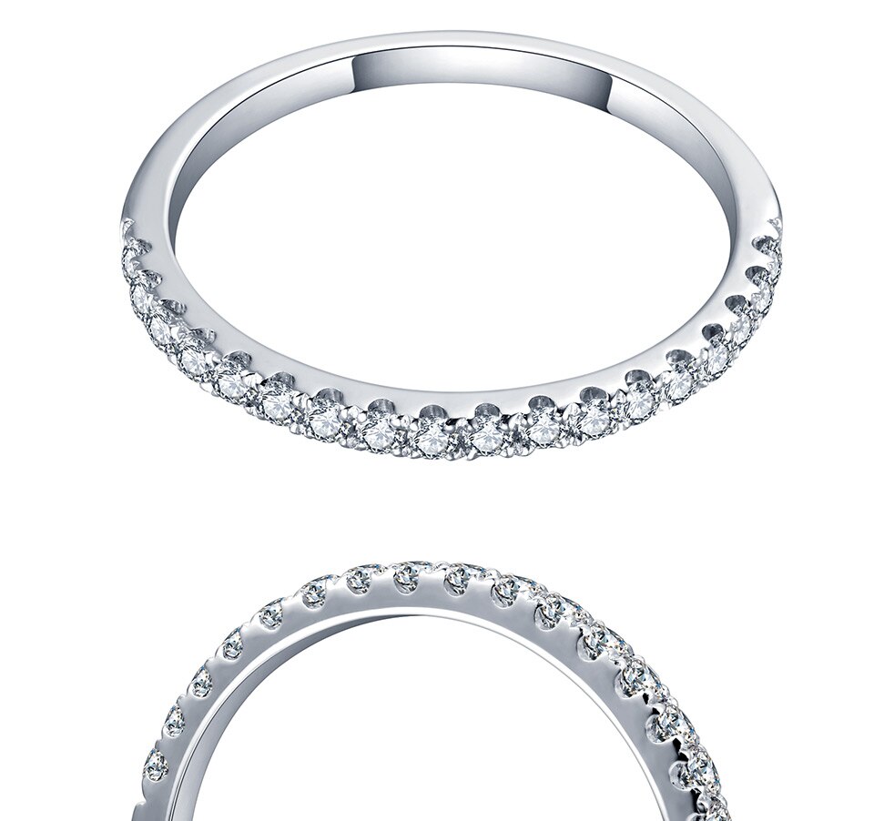 Victoria's Vogue 925 Sterling Silver Pass Diamond Test Round Excellent Cut Total 0.27 CT Moissanite Ring for Girls Cocktail Jewelry