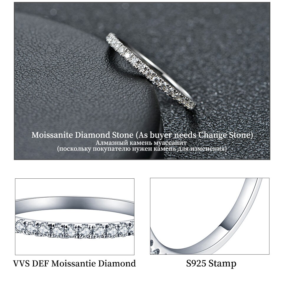 Victoria's Vogue 925 Sterling Silver Pass Diamond Test Round Excellent Cut Total 0.27 CT Moissanite Ring for Girls Cocktail Jewelry