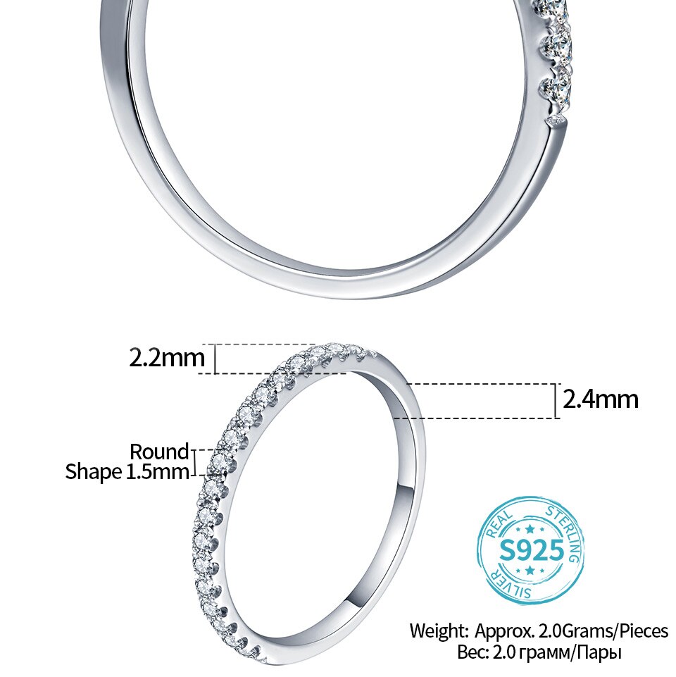 Victoria's Vogue 925 Sterling Silver Pass Diamond Test Round Excellent Cut Total 0.27 CT Moissanite Ring for Girls Cocktail Jewelry