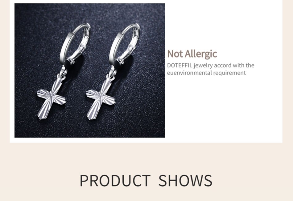 Victoria's Vogue 925 Sterling Silver Cross Drop Earring For Women Wedding Engagement Party Gift Fashion Charm Jewelry