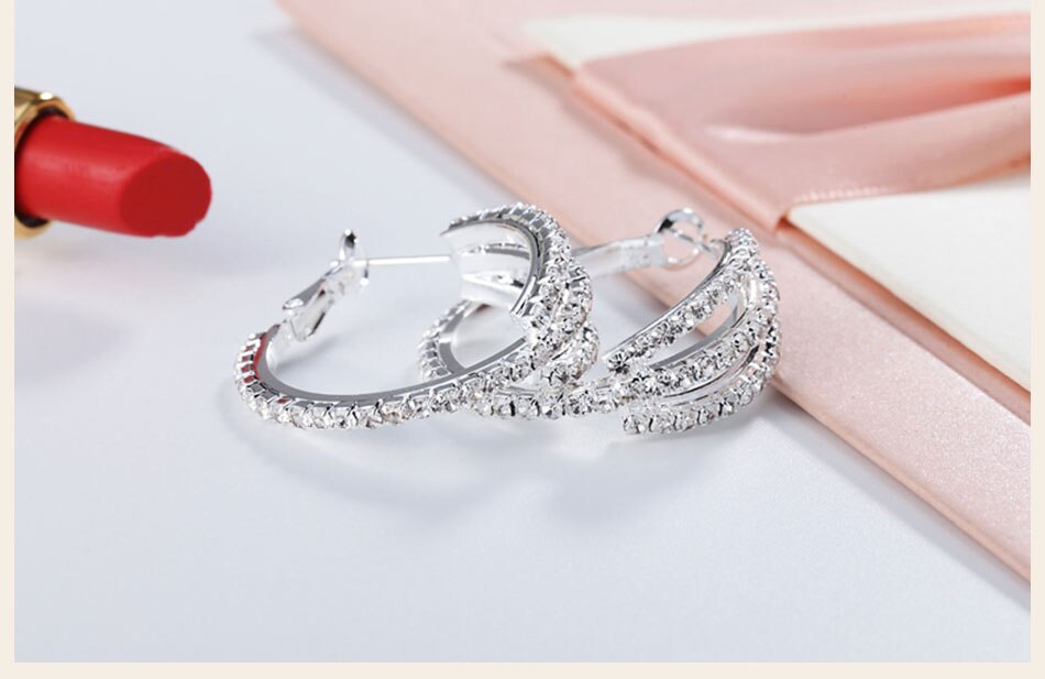 Victoria's Vogue 925 Sterling Silver Gold Black 31mm AAA Zircon Earrings Women Party Gift Fashion Wedding Engagement Charm Jewelry