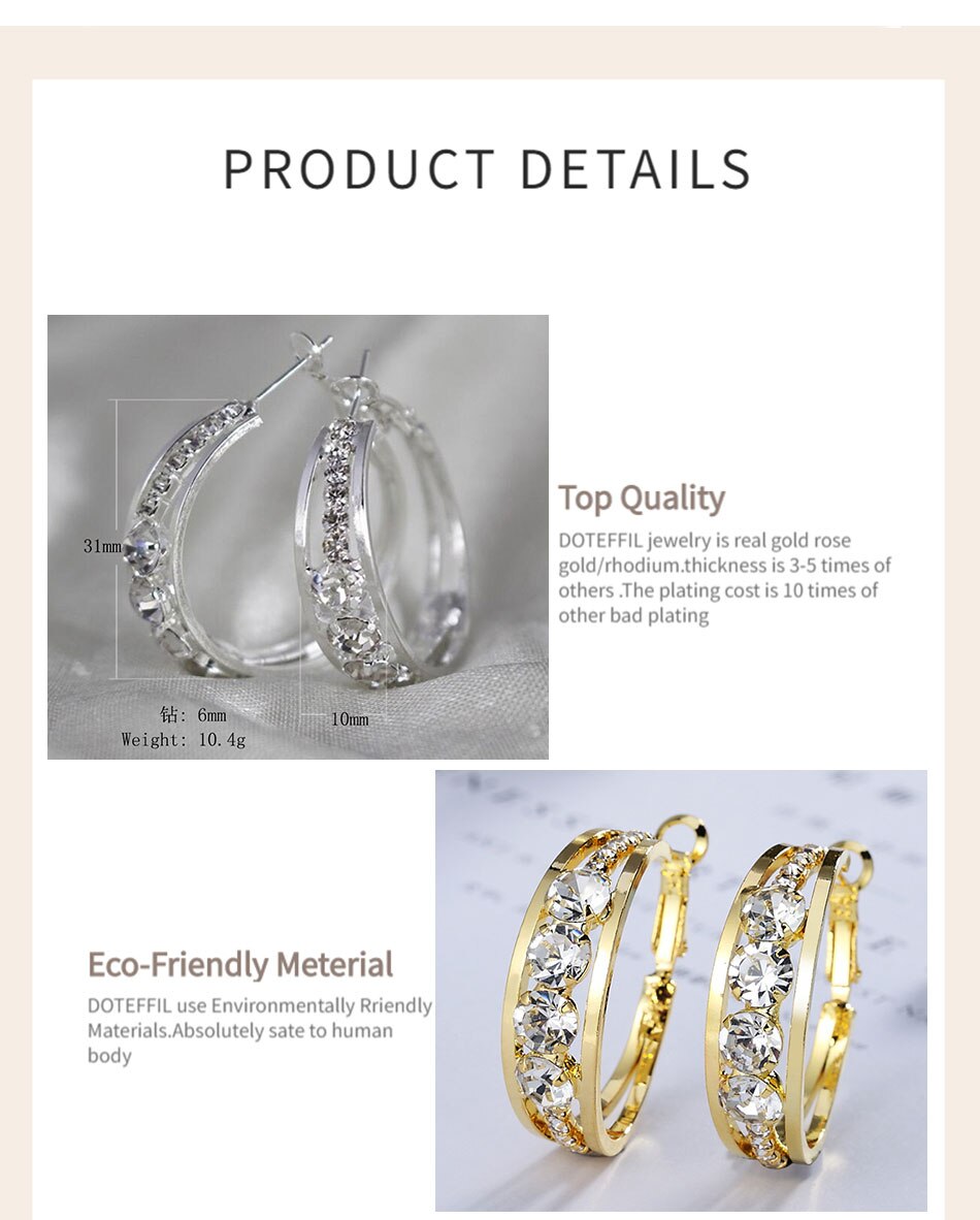 Victoria's Vogue 925 Sterling Silver Gold Black Geometric Rhombus AAA Zircon 31mm Round Earrings Women Wedding Charm Fashion Jewelry