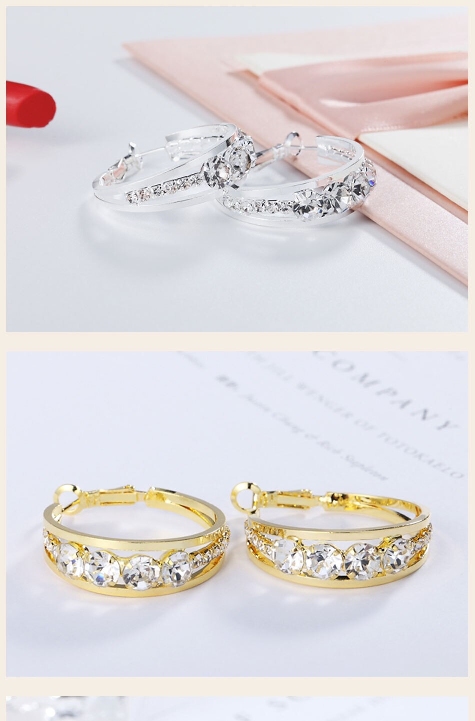 Victoria's Vogue 925 Sterling Silver Gold Black Geometric Rhombus AAA Zircon 31mm Round Earrings Women Wedding Charm Fashion Jewelry