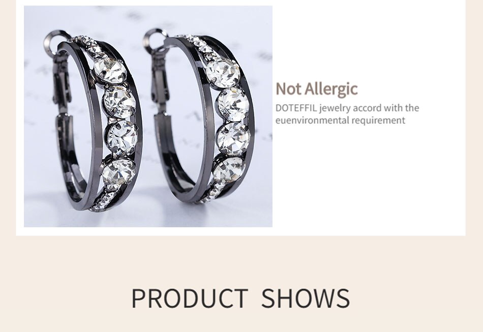 Victoria's Vogue 925 Sterling Silver Gold Black Geometric Rhombus AAA Zircon 31mm Round Earrings Women Wedding Charm Fashion Jewelry