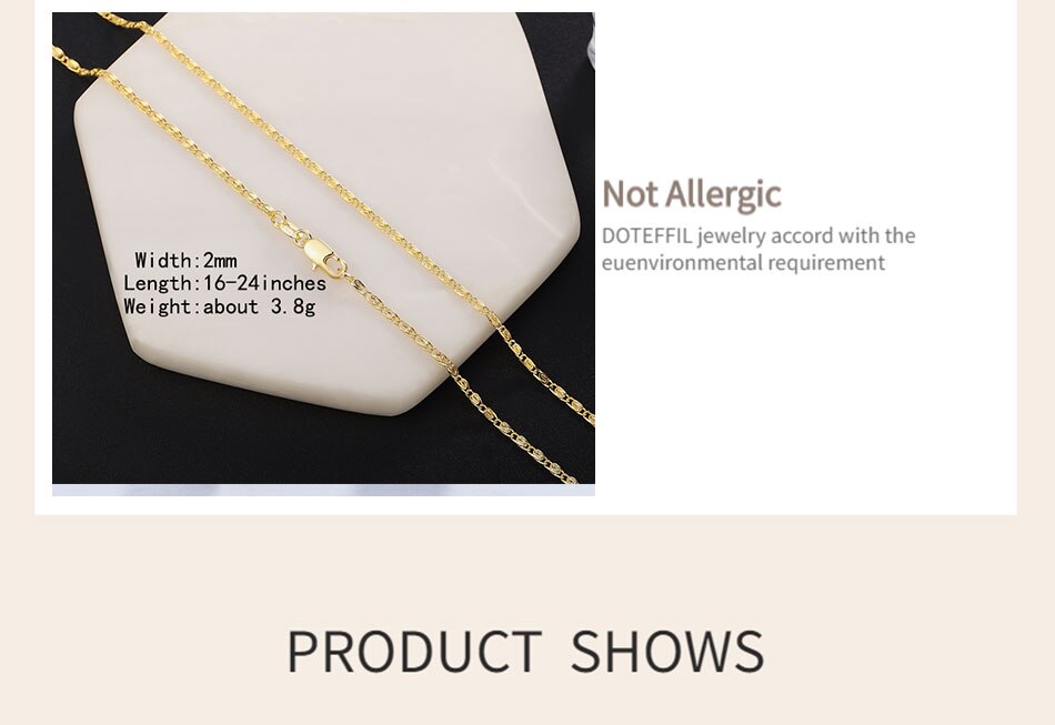 Victoria's Vogue 925 Sterling Silver 16/18/20/22/24 Inch Gold 2MM Chain Necklace For Women Man Fashion Wedding Gift Jewelry