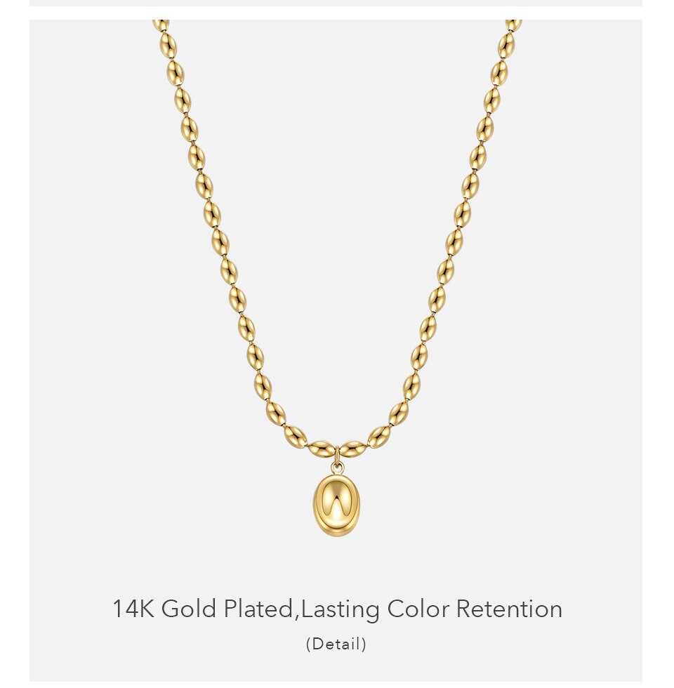Victoria's Vogue Oval Beans Necklaces Gold Color Vintage Necklace Stainless Steel Fashion Jewelry Party Holiday Collier Femme