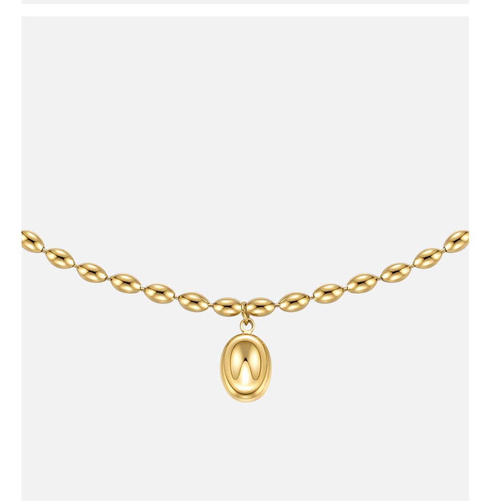 Victoria's Vogue Oval Beans Necklaces Gold Color Vintage Necklace Stainless Steel Fashion Jewelry Party Holiday Collier Femme
